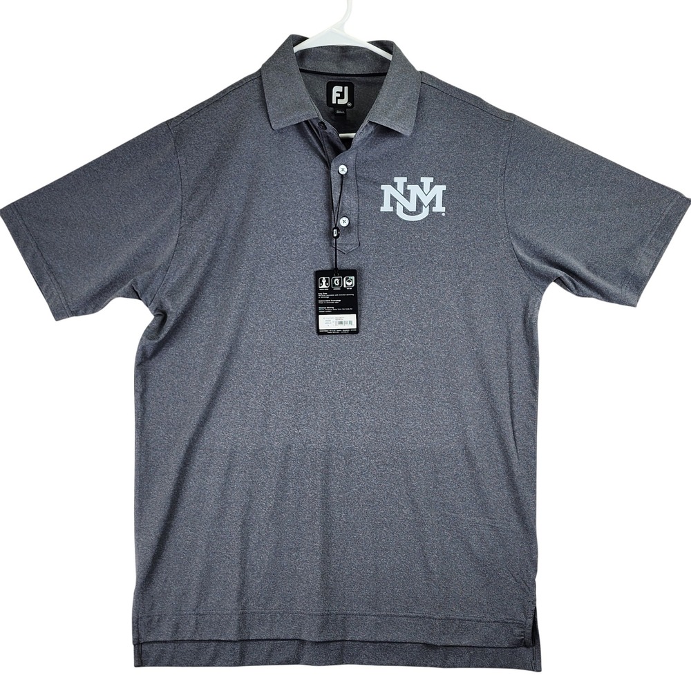 University New Mexico FootJoy Solid Lisle TF Polo Shirt Mens M Heather Gray Golf